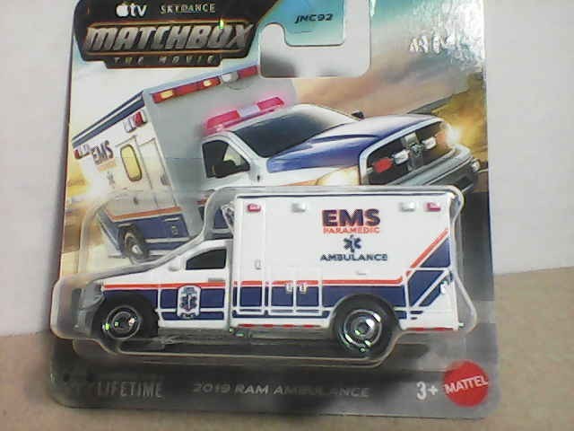 2026 Matchbox The Movie 5/12 “2019 RAM Ambulance” White, Short Card