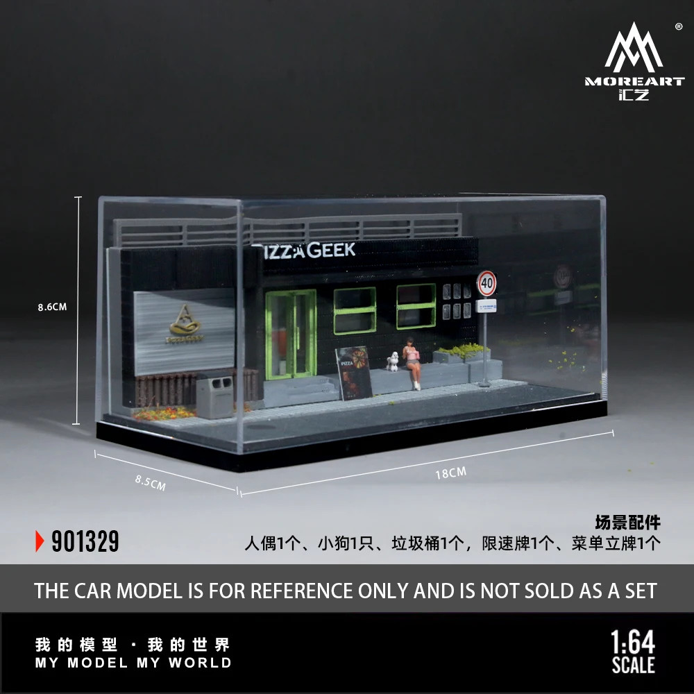 More Art 1:64 Pizza Shop Scene Simulation Model, Parking Lot Diorama For Display