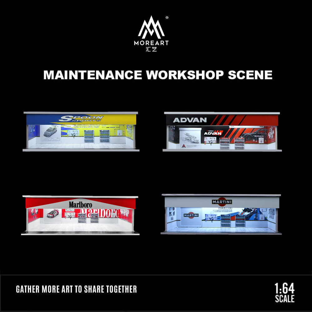 Diorama 1:64 Car Garage Model LED Lighting City Car Showroom Scene Display Model
