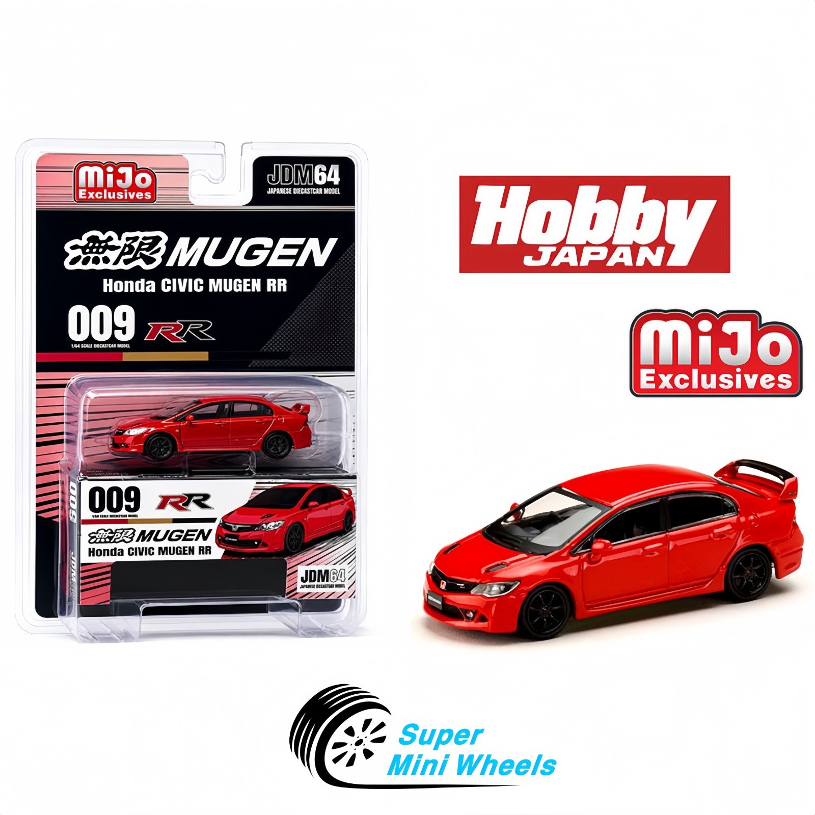 Hobby Japan 1:64 Honda Mugen Civic RR (FD2) – Milano Red – Mijo Exclusives