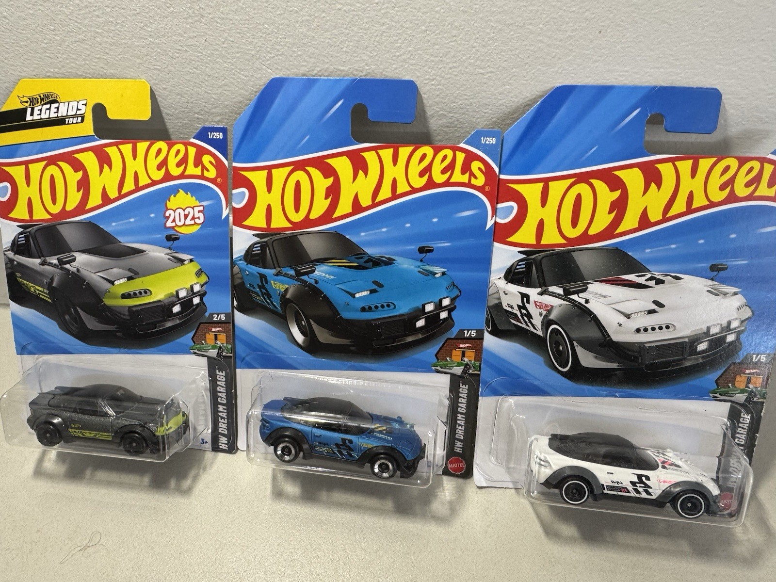 Hotwheels Mazda MX-5 Miata White Blue Grey Hard Top Lot Of 3 Variations Mx5
