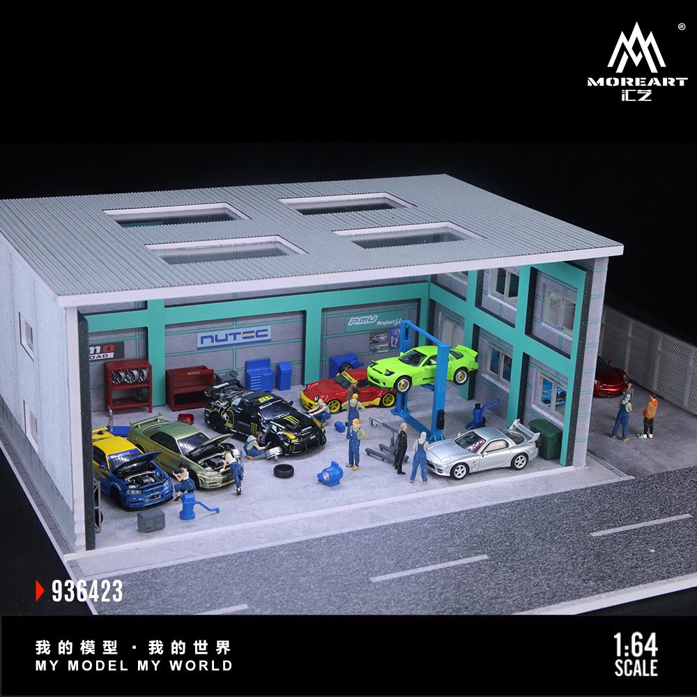 Diorama 1/64 Diecast Car Parking Lot Scene Model LED Factory Building Display US