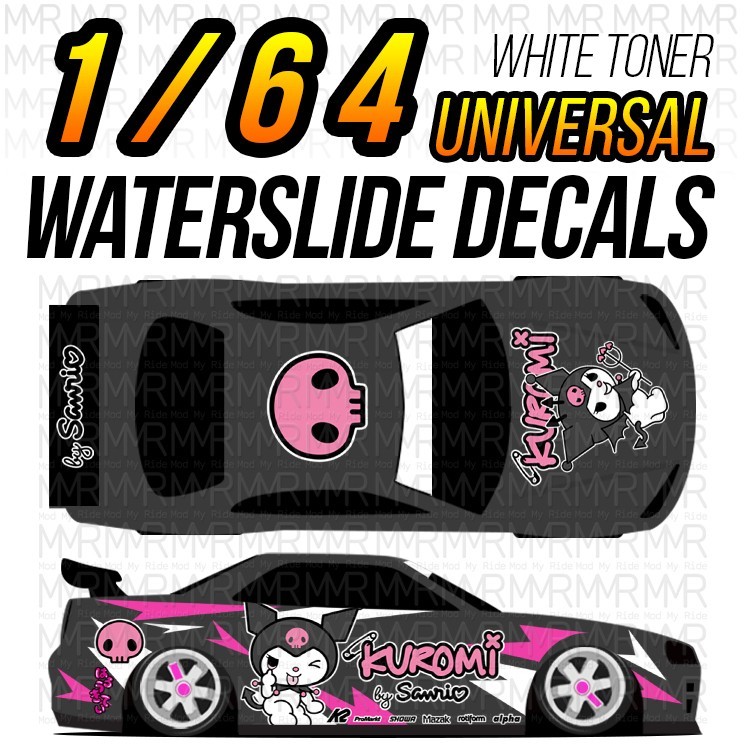 1/64 Scale KUROMI DRIFT Custom White Toner Universal WaterSlide Decals for Hot