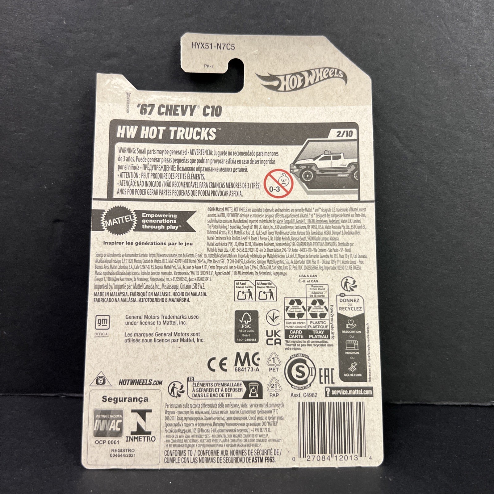 2025 Hot Wheels ~ 21/250 ’67 CHEVY C10 BLACK 2/10 HW HOT TRUCKS ~ BOX SHIP FREE