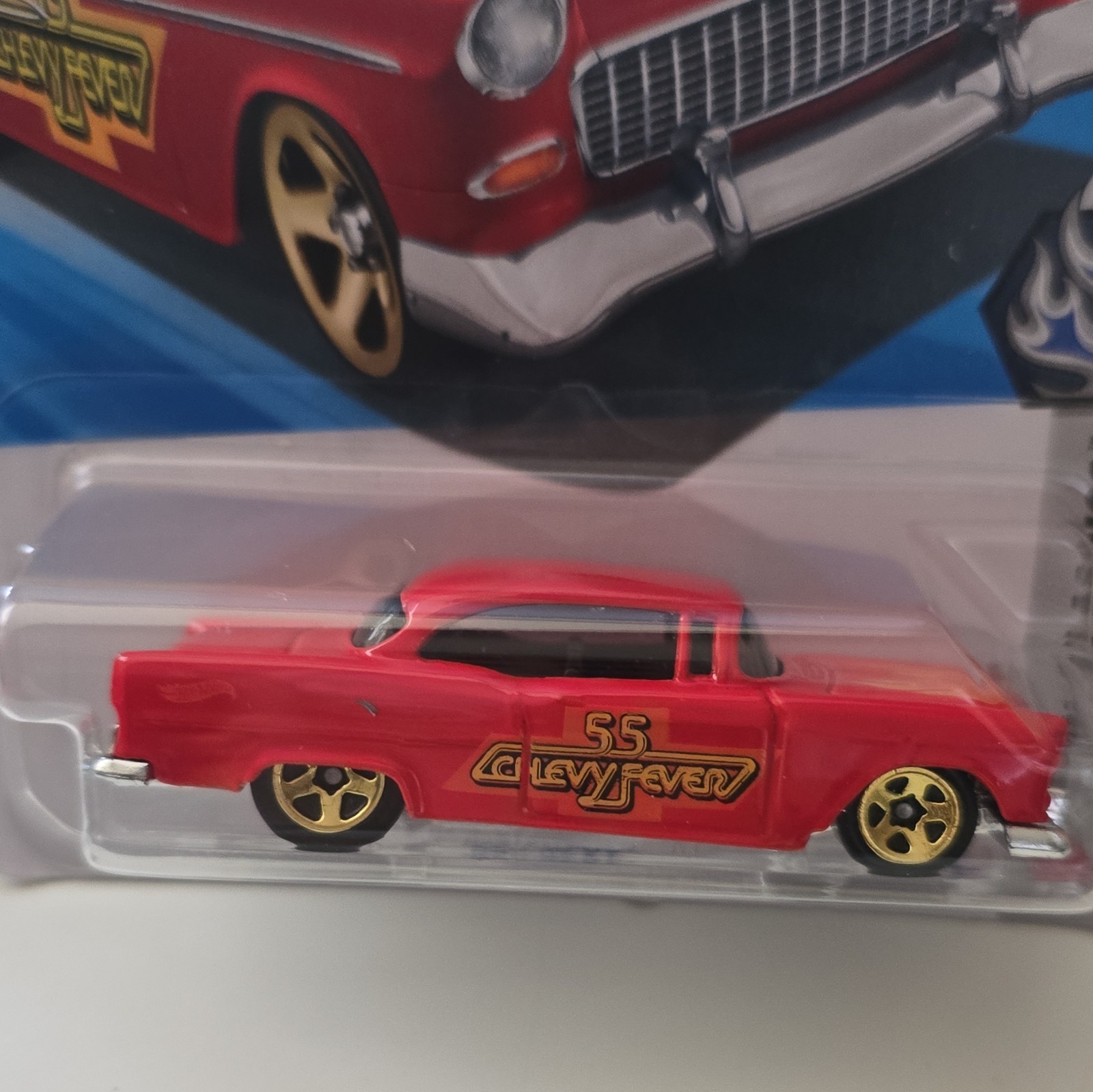 Hot Wheels Cool Classics ’55 Chevy 1:64 Diecast Red/Gold Unopened