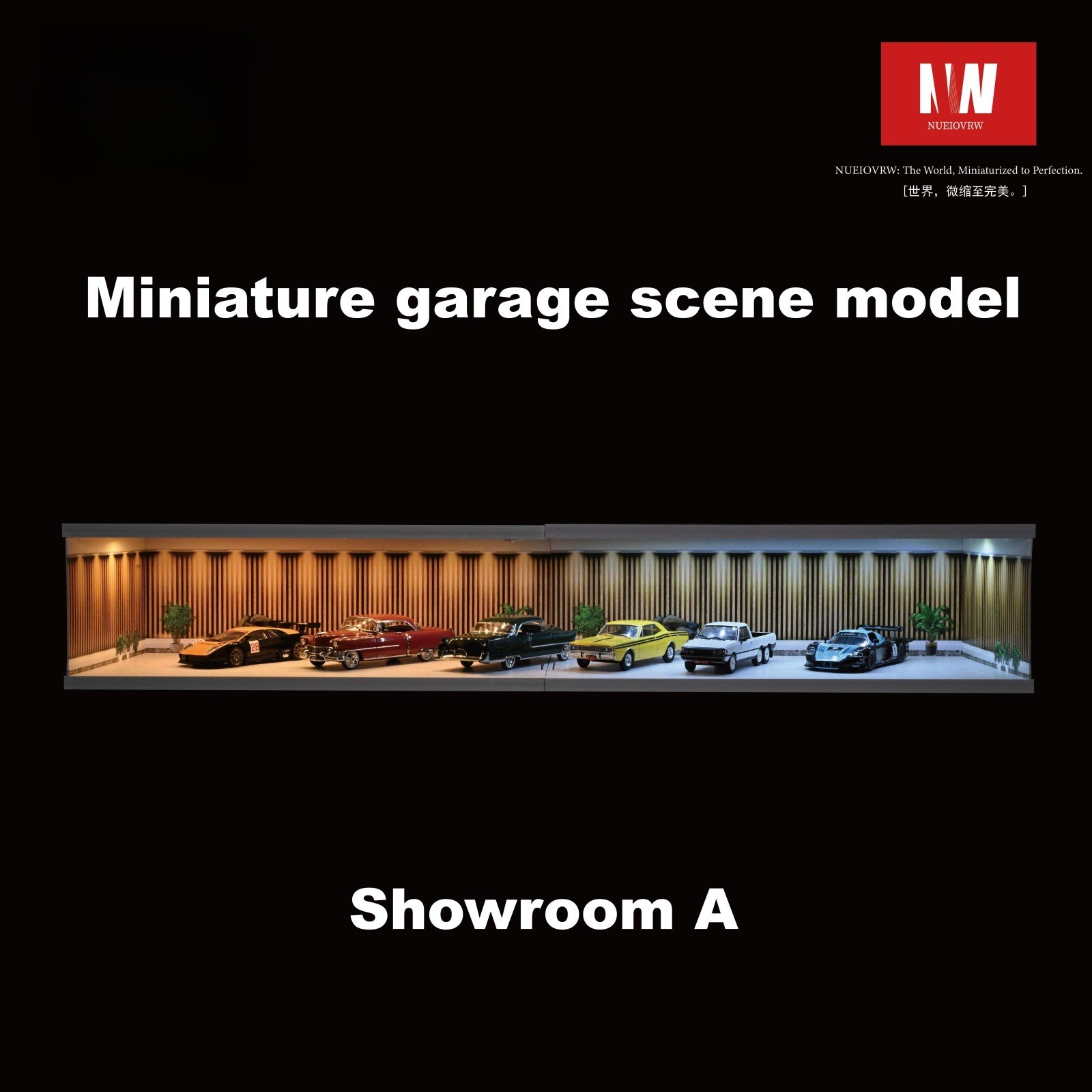 Diorama 1/64 Car Garage Model LED Lighting City Parking Lot Scene Model Gift Toy