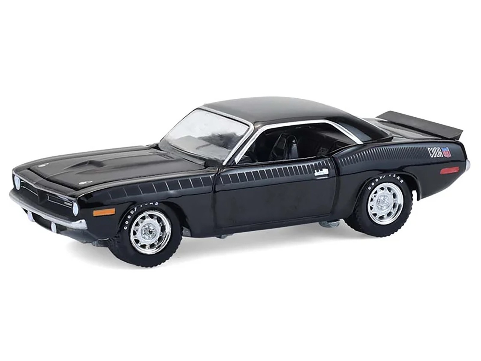 1970 PLYMOUTH ‘CUDA AAR BLACK 1/64 DIECAST MODEL CAR BY GREENLIGHT 37330 E
