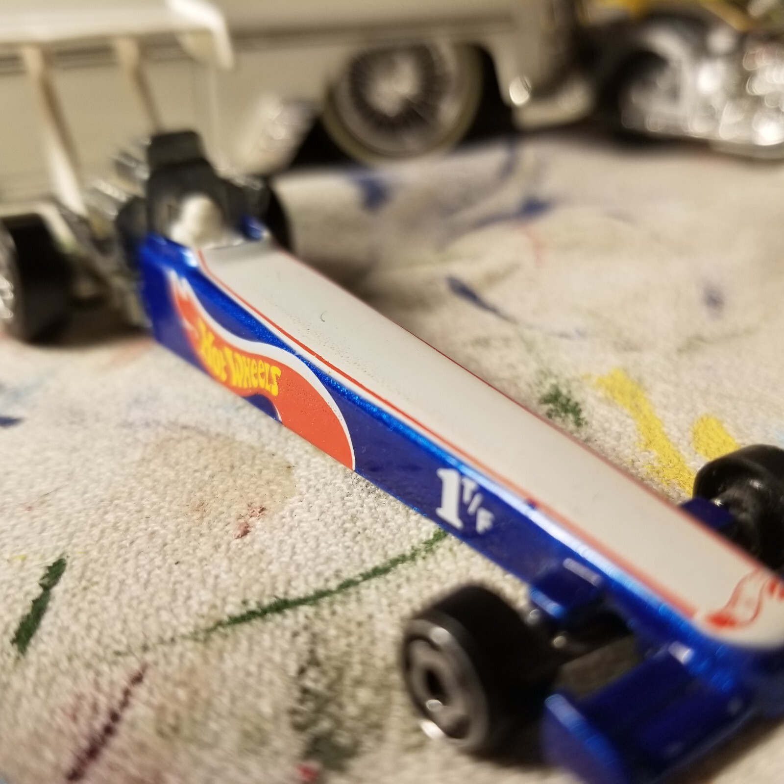 Hot Wheels Blue Race Team Dragster 1T/F w/5 Spoke Wheels Blue 1992 Malaysia