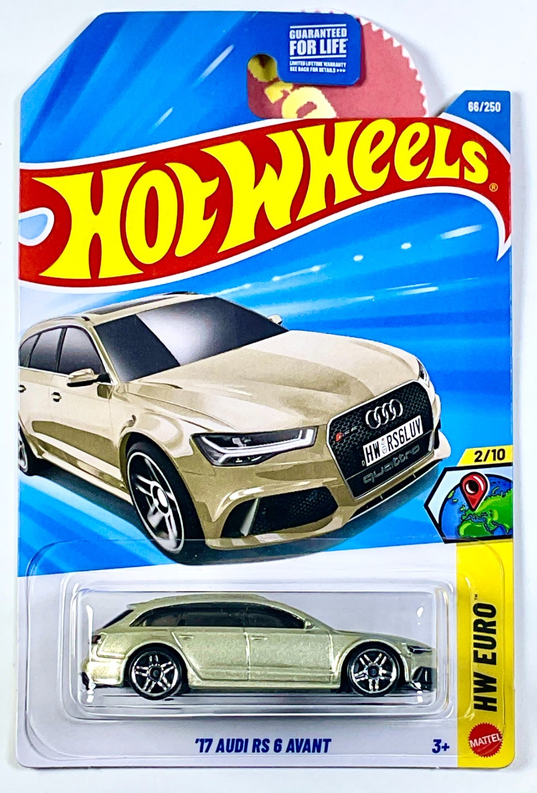 2026 Hot Wheels 2017 Audi RS 6 Avant 66/250 Champagne HW Euro RS6LUV Lic Plate