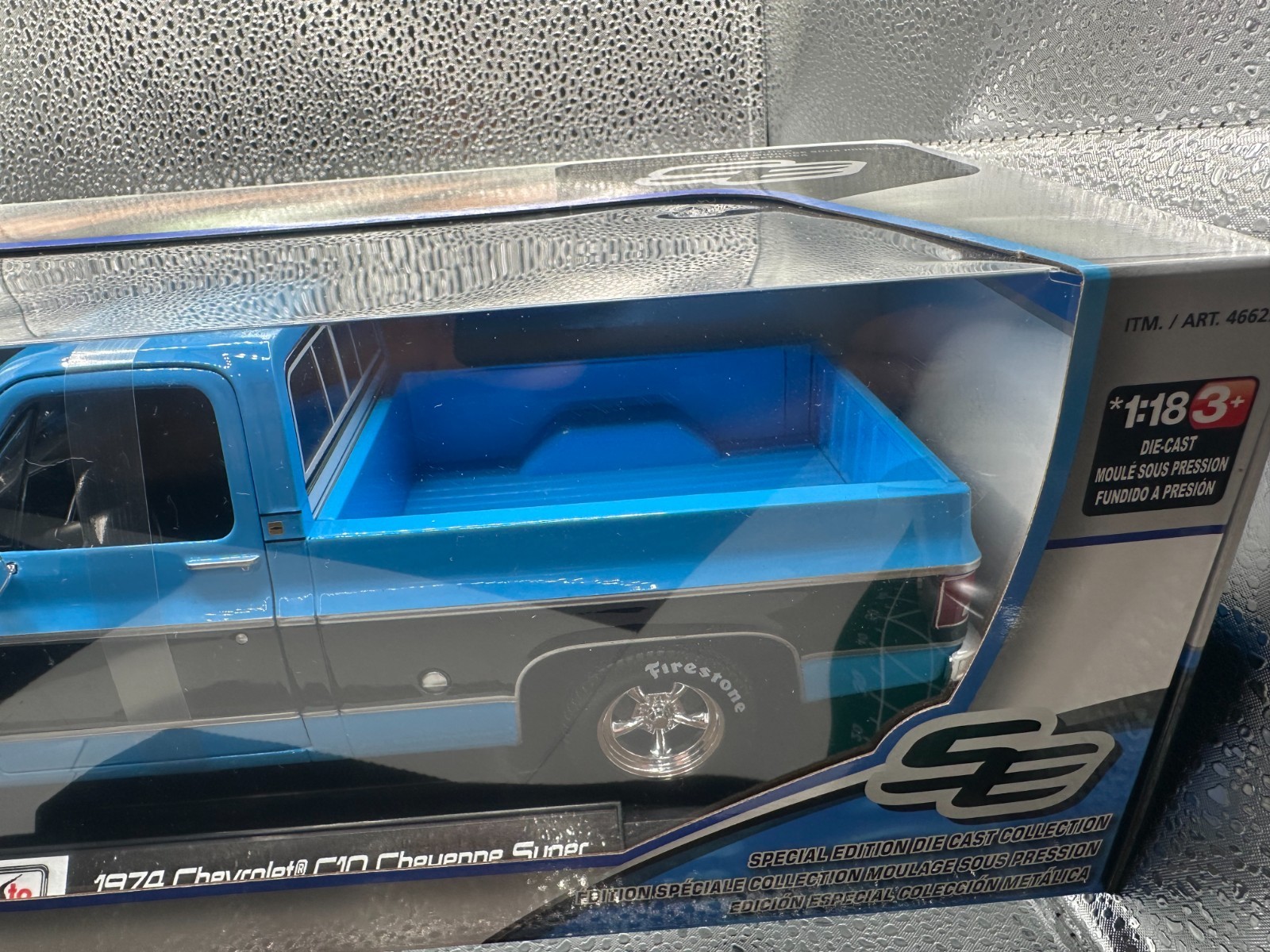 Maisto 1:18 1974 Chevrolet C10 Cheyenne Super Pickup Truck Blue Black Stripe New