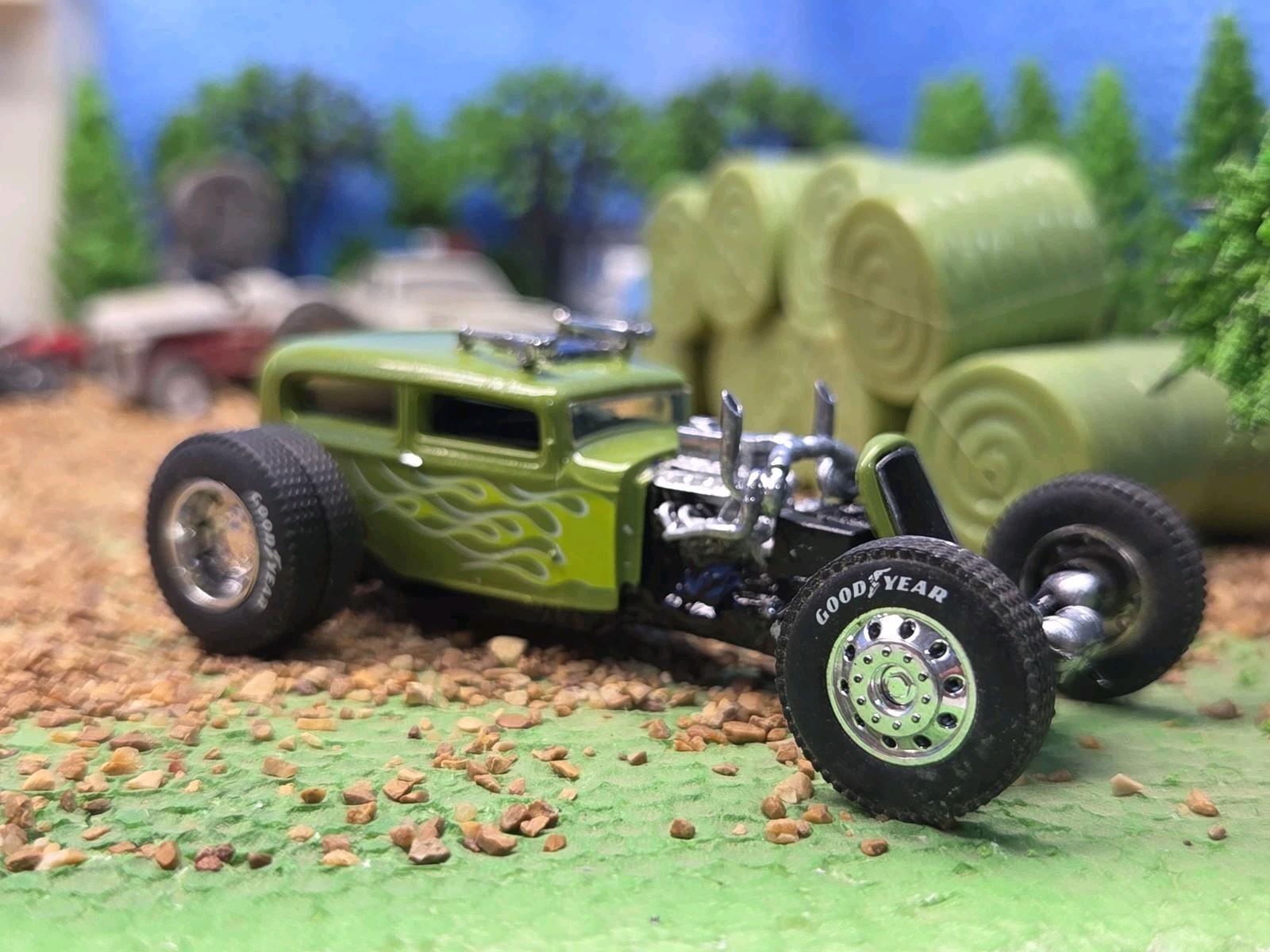 Custom 1:64 street Rat Rod lowered hot FORD chopped panel paddy wagon HotWheels