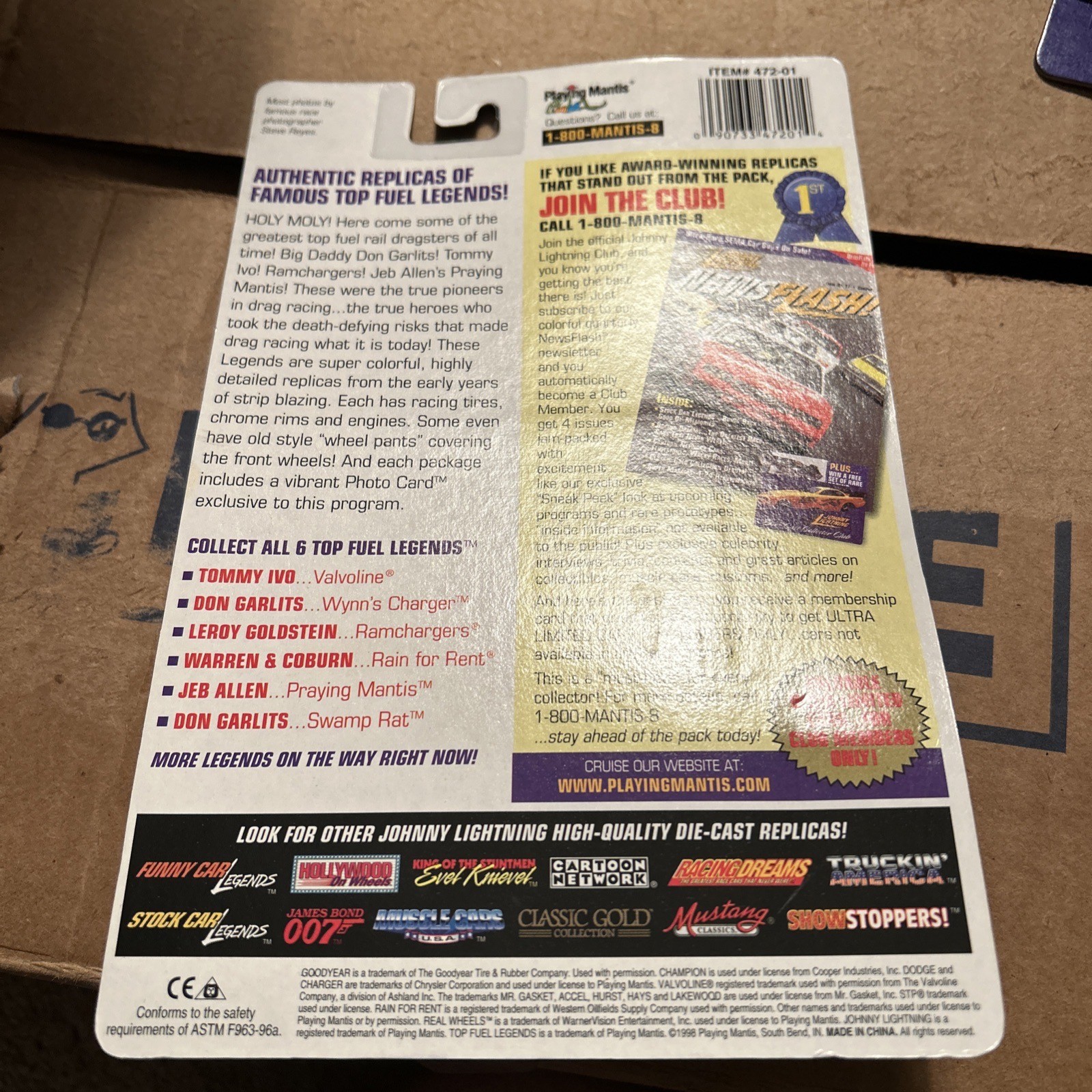 1998 JOHNNY LIGHTNING TOP FUEL LEGENDS VALVOLINE “TV” TOMMY IVO 472-01 NOS 🔥