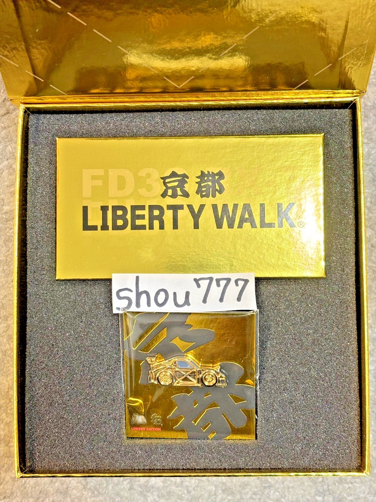 Set of 3 INNO64 Liberty Walk Kyoto Limited MAZDA RX7 Gold mini car w/ Pin Signed