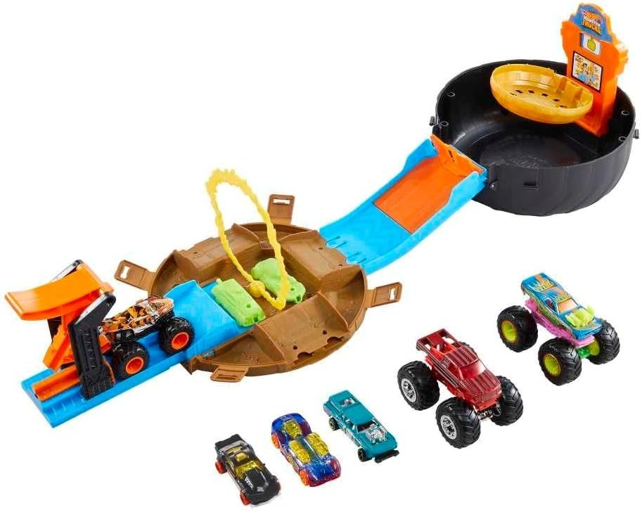 Hot Wheels Monster Trucks Stunt Tire Playset, Includes 3 Hot Wheels Monster T…