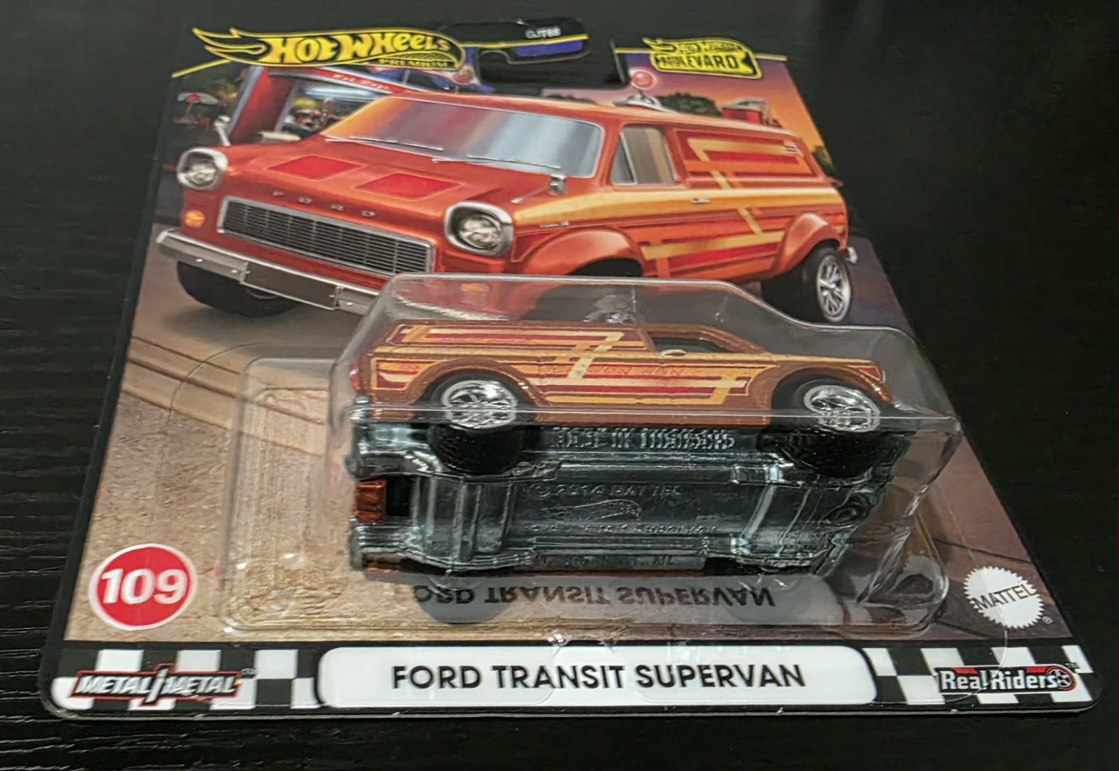 ☀️ Hot Wheels Premium Boulevard Ford Transit Supervan #109 Real Riders ☀️