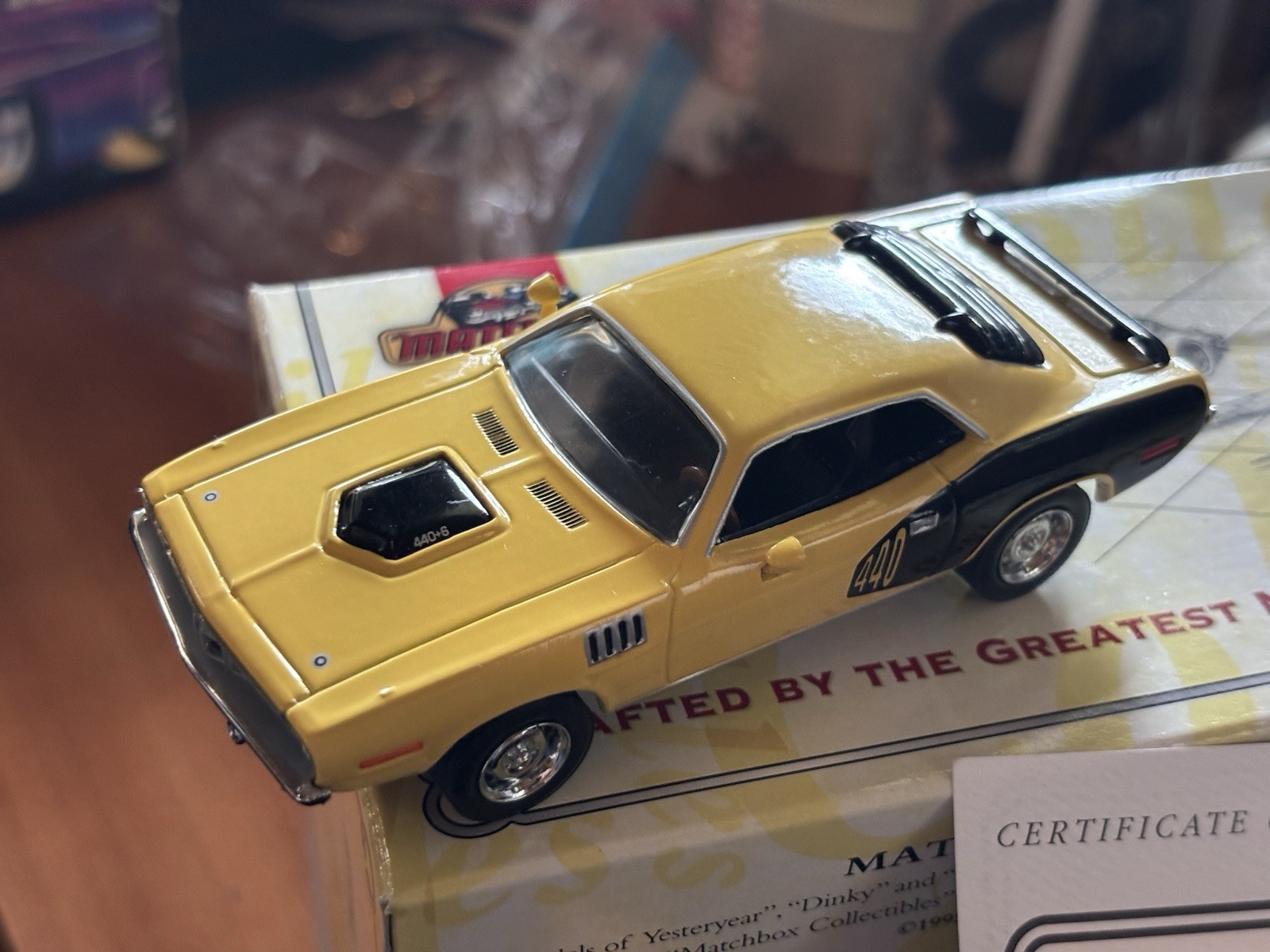 Matchbox 1971 Plymouth Cuda 440 6-Pack Mopar Muscle Car YMC02-M 1:43 Yellow