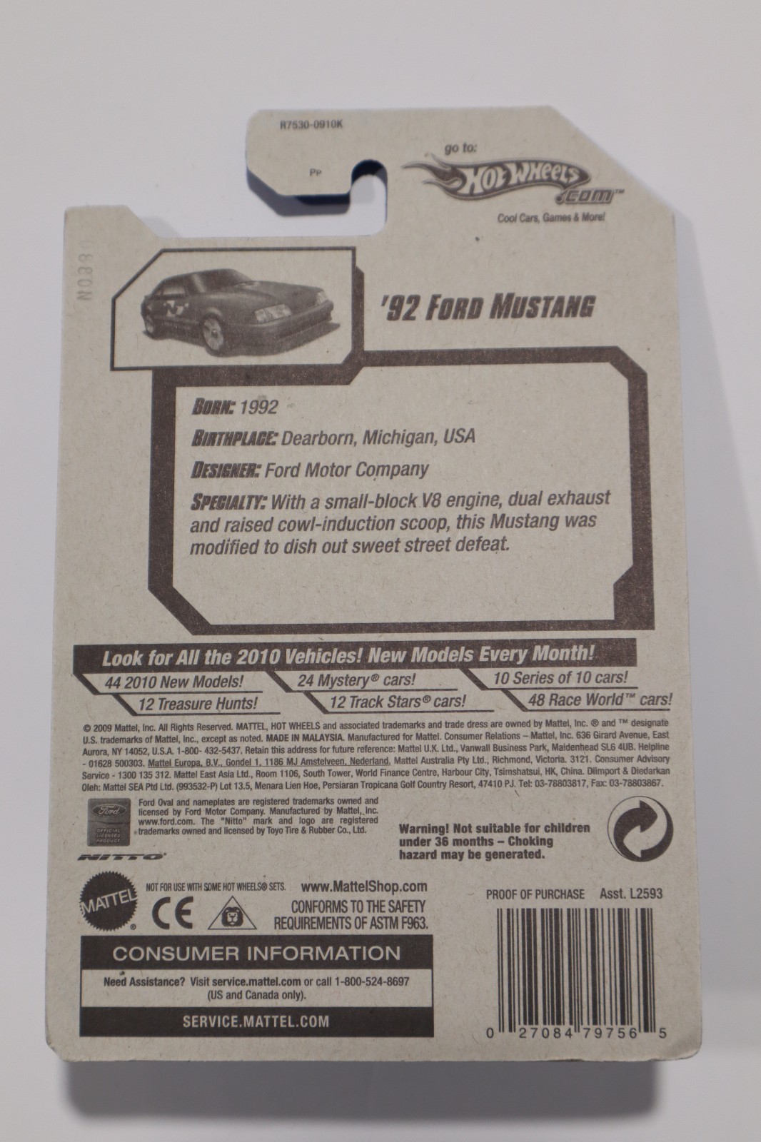Hot Wheels 2010 Performance ’92 1992 Ford Mustang NITTO Red