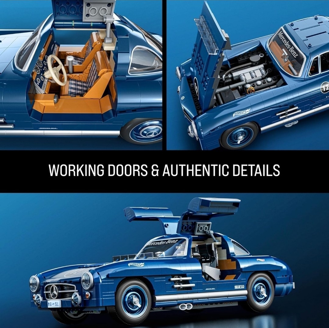 Mattel Brick Shop Hot Wheels Premium Series Building Set, Mercedes-Benz 300 SL