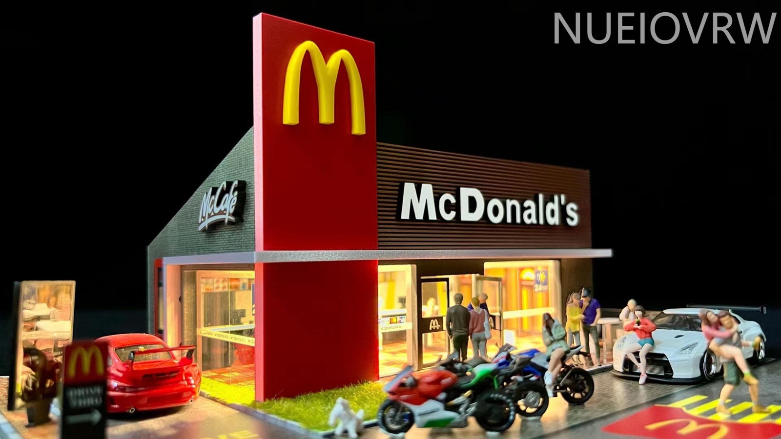 1/64 Diorama Car Garage Model LED Lighting Car Showroom Scene Display Model Gift