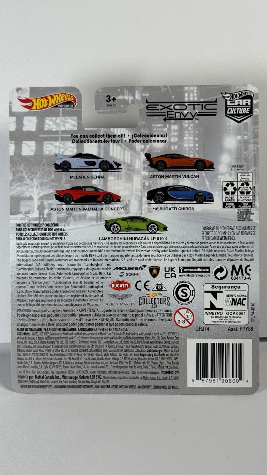1/64 HOT WHEELS 2020 CAR CULTURE EXOTIC ENVY LAMBORGHINI HURACAN LP 610-4