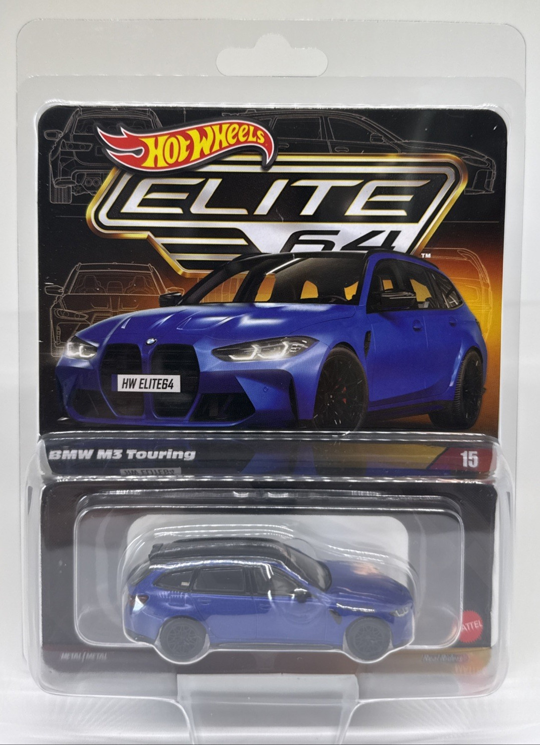 Hot Wheels Elite 64 #15 BMW M3 Touring Blue 1:64 Diecast Real Riders HWR93