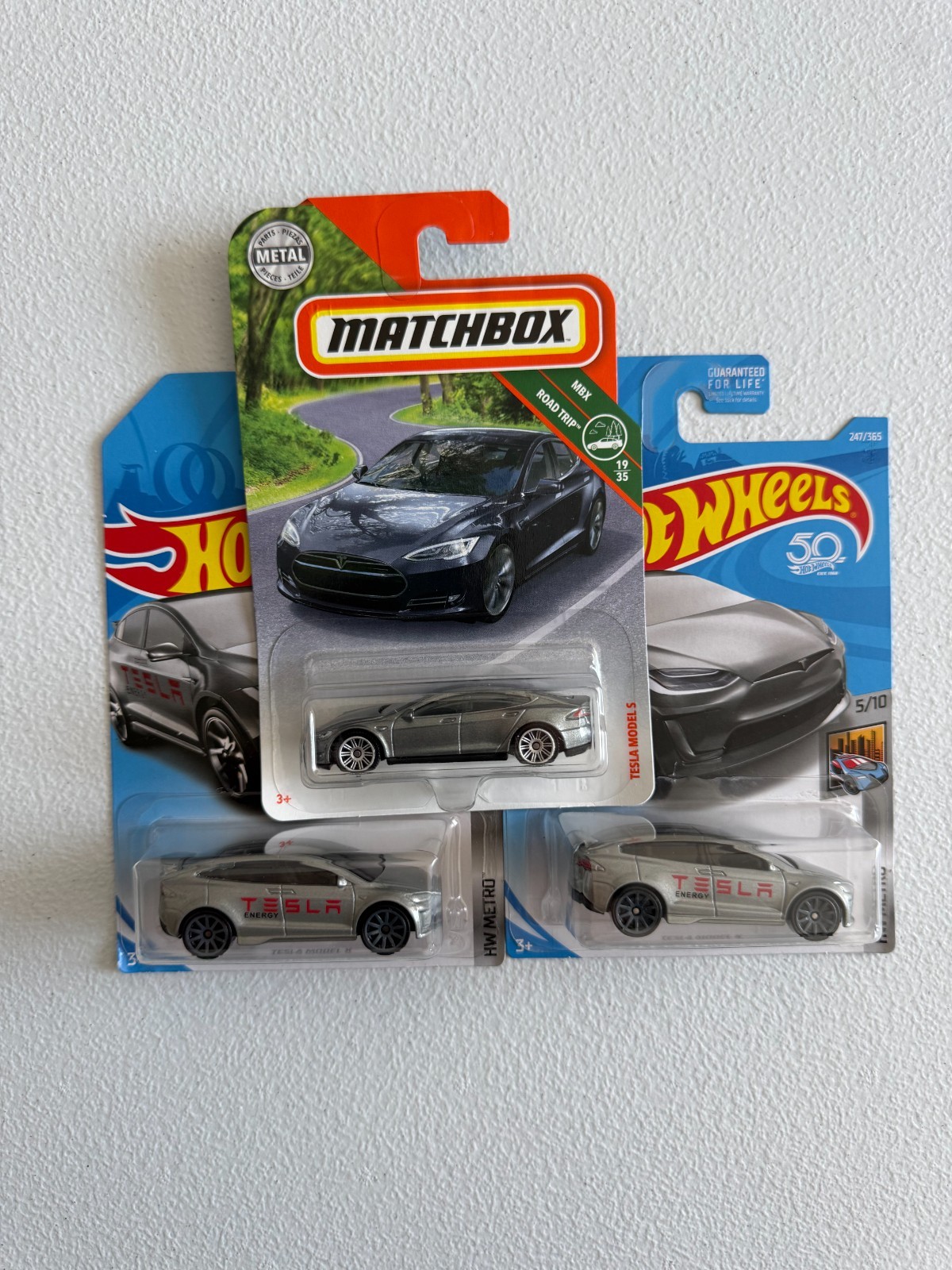 Matchbox Tesla Model S/Hot Wheels Tesla Model X Lot of 3 BL3