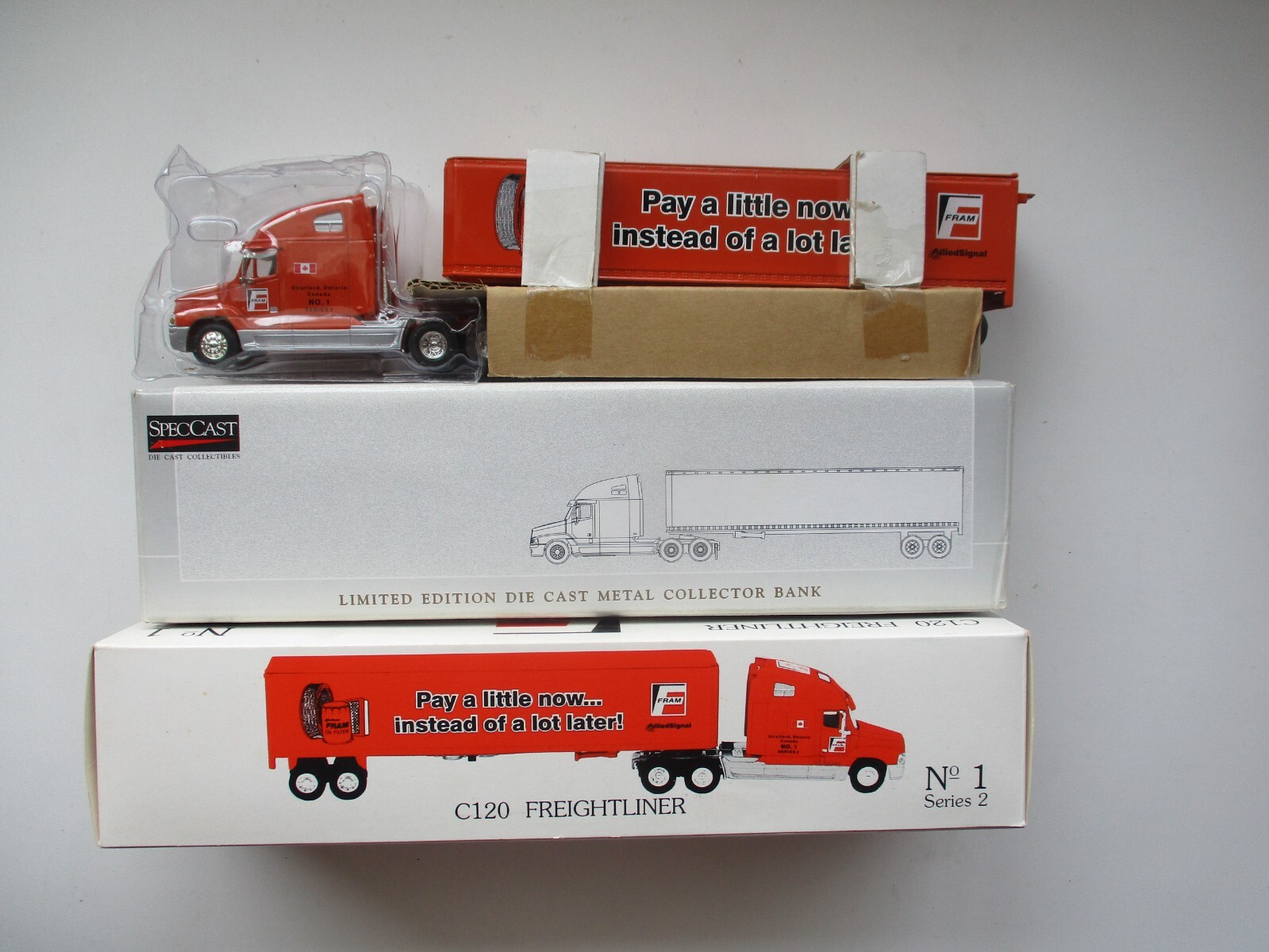 RARE FRAM No.1 Series 2 Freightliner Tractor Trailer C120 SEMI 1/64 SPECCAST DCP