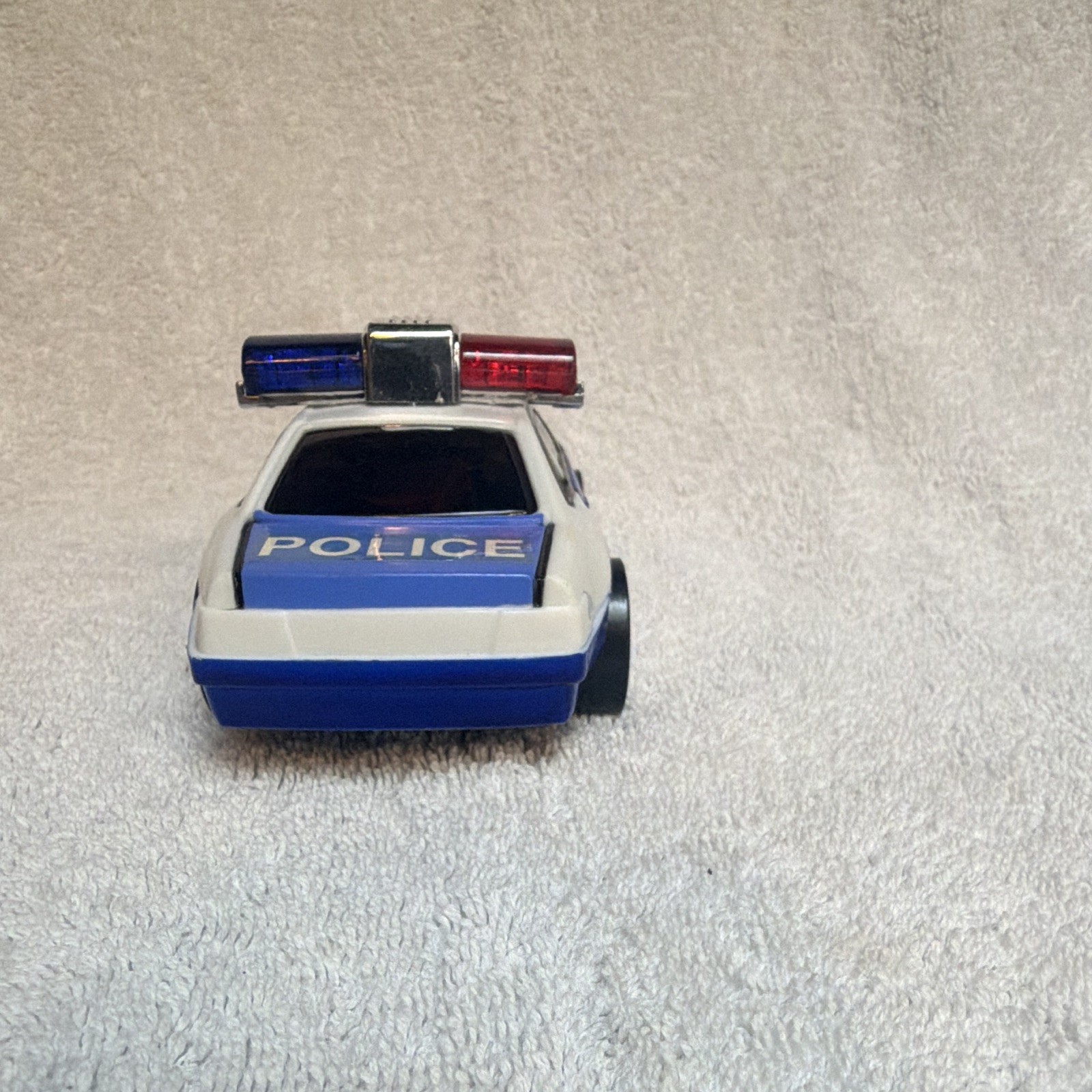 Police Vehicle Toy Car Blue & White with Roof Light Bar Police Theme