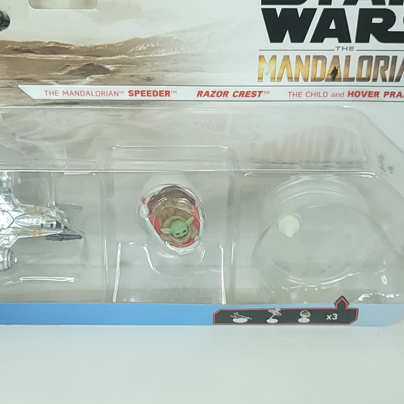 Hot Wheels Star Wars The Mandalorian 3-Pack Speeder Razor Crest Hover Pram NEW