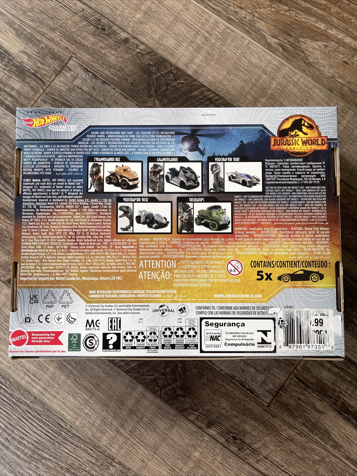 Mattel Hot Wheels Character Cars Jurassic World Dominion – 5 Cars Set New In Box