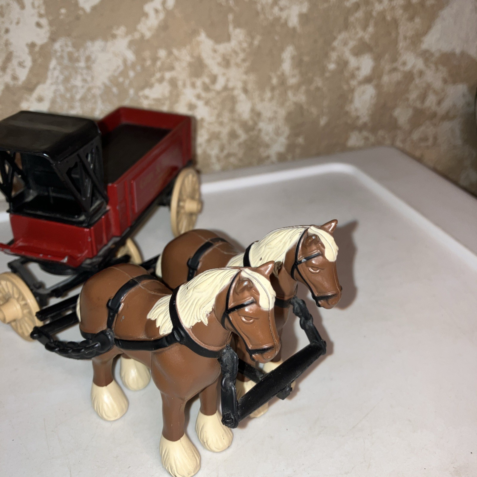 Ertl Die Cast Metal Gray and Barton Horse and Plastic Wagon Toy Delivery Vintage