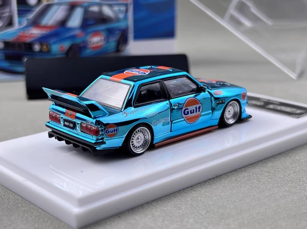 DK 1:64 Plating Blue Gulf M3 E30 Coupe Open Sports Diecast Model Car Collect New
