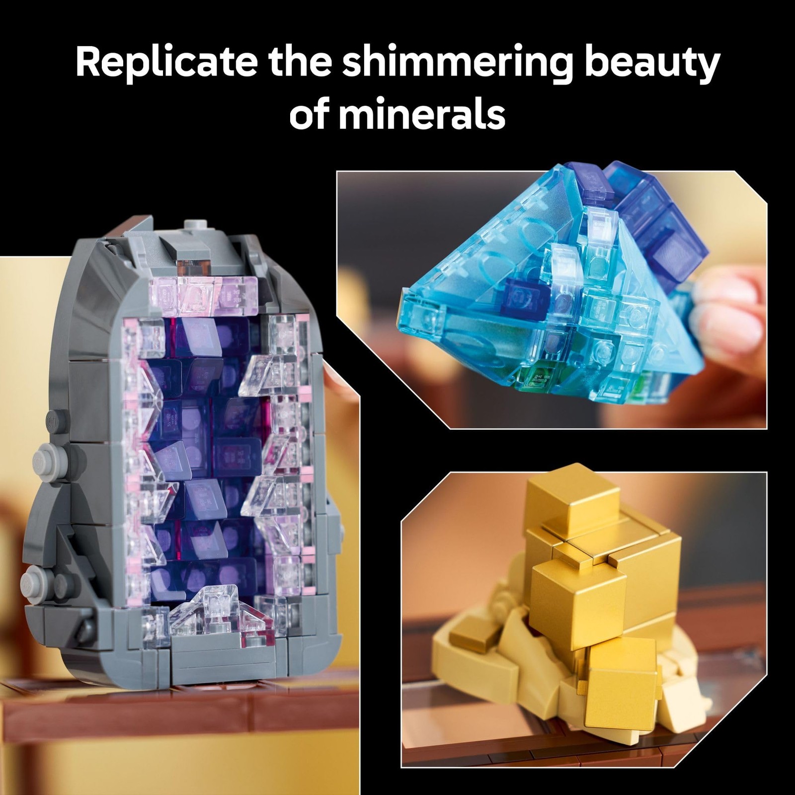 Ideas Mineral Collection Building Set for Adults 18+ with 3 Display Shelves Deco