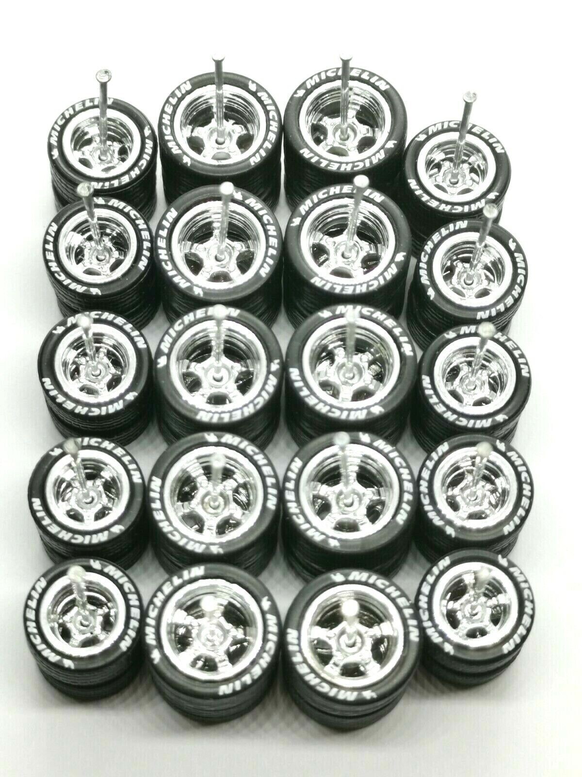 Hot Wheels MICHELIN Rubber Tires 24 sets 5 Spoke 12mm +10 mm (Gold + Chrome)