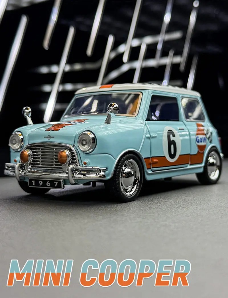 1:32 Morris Mini Cooper S Alloy Classic Sports Car Model Diecast Metal Track Rac