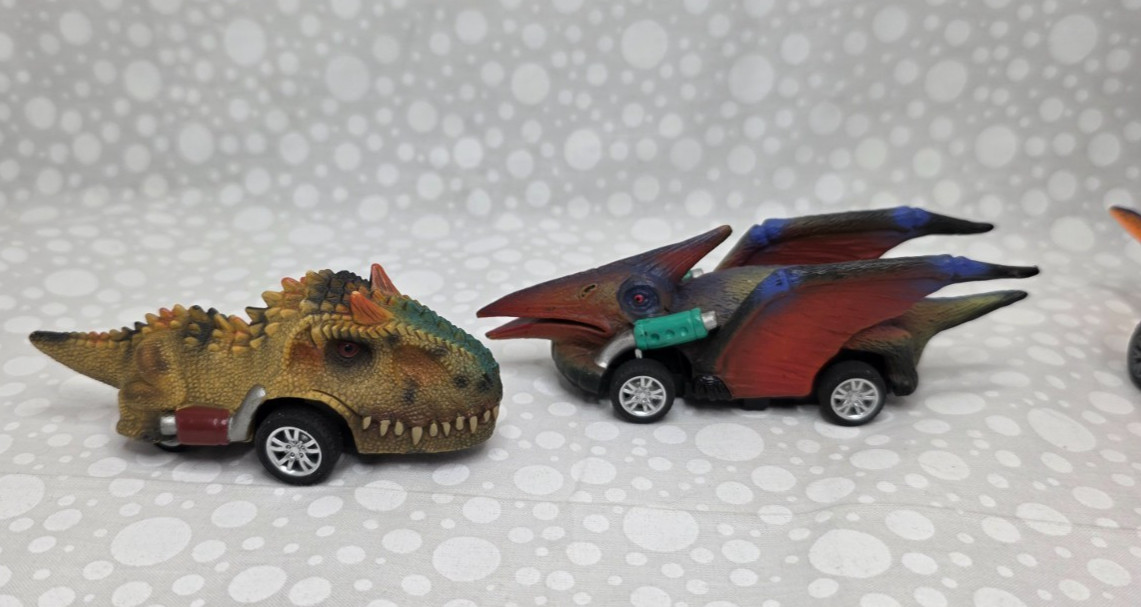 Dinobros Dinosaur Pull Back Toy Cars Set 4 Age 3 and Up