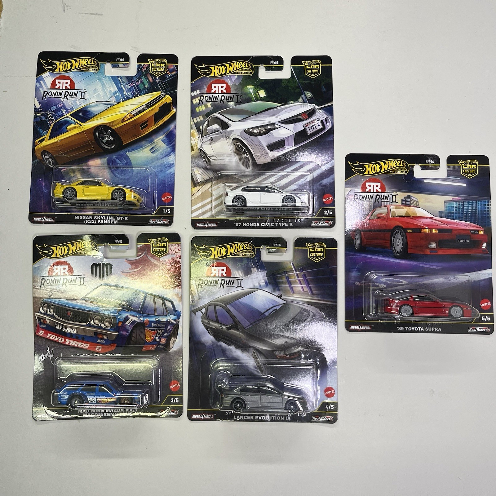 Hot Wheels Premium 2025 Ronin Run II Set of 5 Cars In Protectors