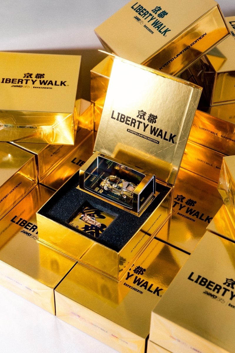 Set of 3 INNO64 Liberty Walk Kyoto Limited MAZDA RX7 Gold mini car w/ Pin Signed