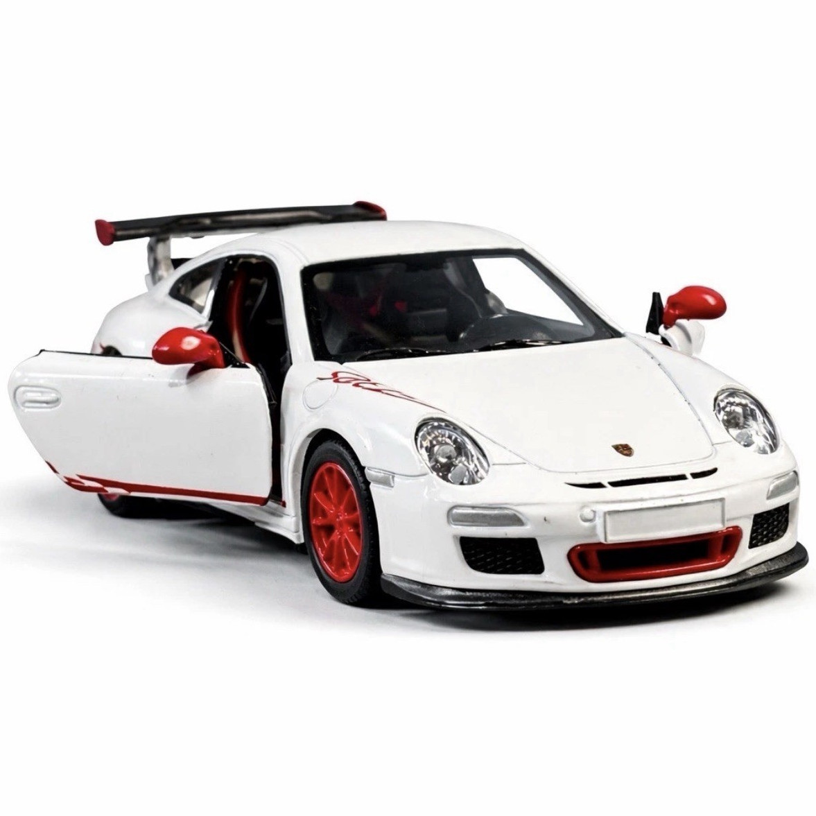 5″ 2010 Porsche 911 GT3 RS Diecast Toy Model 1:36 Pull Action White/Red (NO BOX)