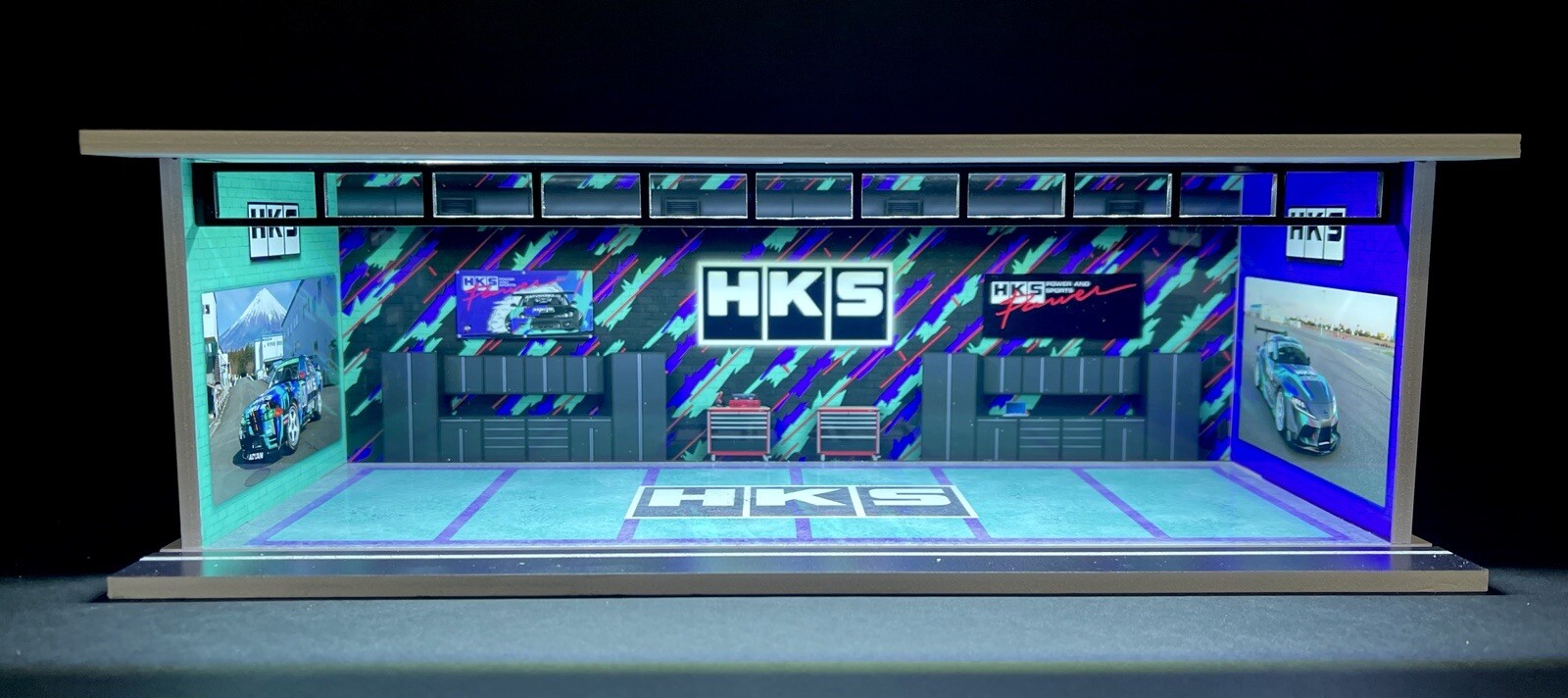 HKS Interior Garage Theme 1:64 Model Diorama with LED Lighting