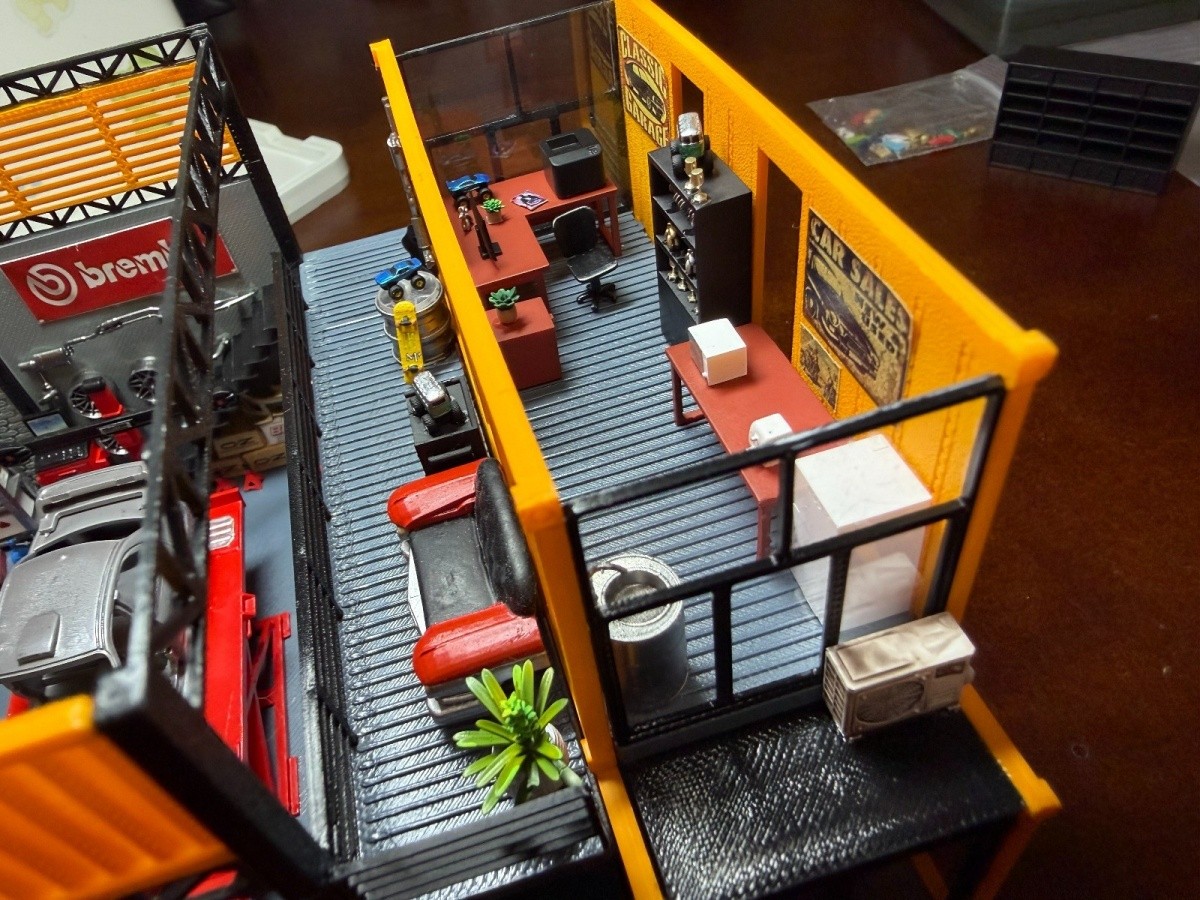 1/64 Diorama Car Garage Workbench Set Car Repair Workshop Display Props Model US