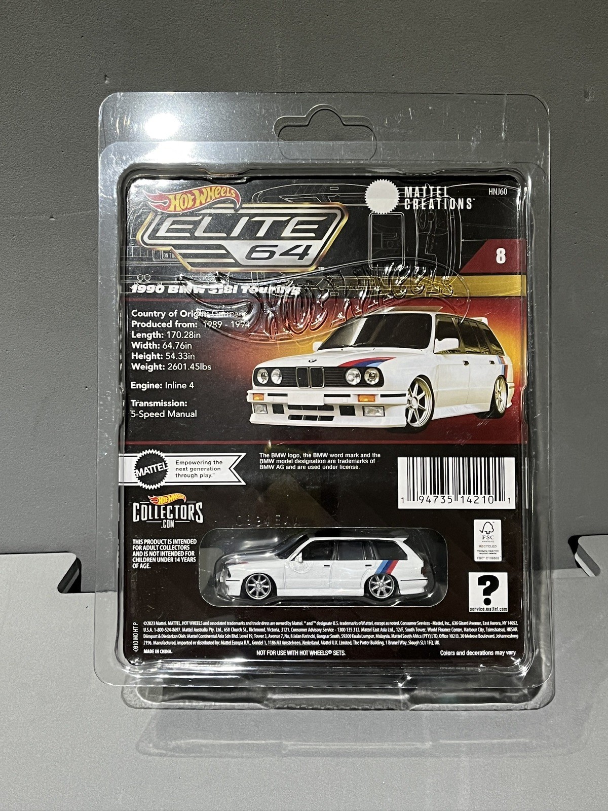 Hot Wheels Elite 64 1990 BMW 318i Touring with Protector Case BNIB HNJ60