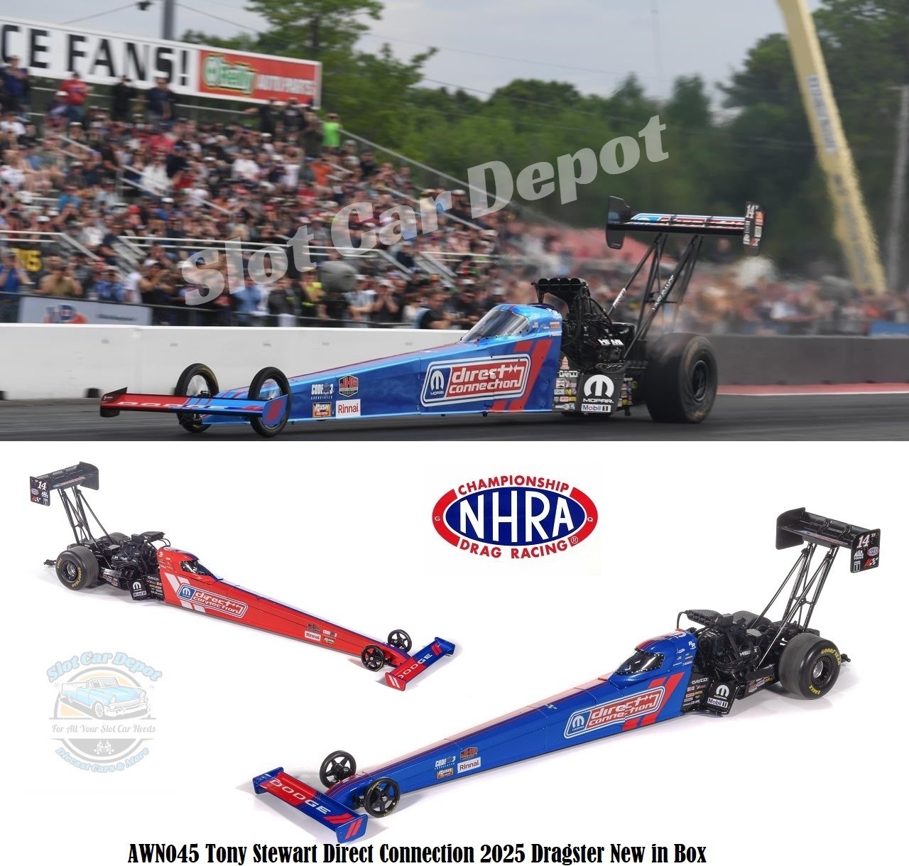 Auto World 2025 Tony Stewart Mopar Direct Connection Dragster 1:24 Scale AWN045