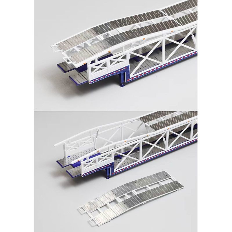 GCD 1:64 Diecast Car Carrier Trailer 10-Unit Loading Black Blue Metal Model
