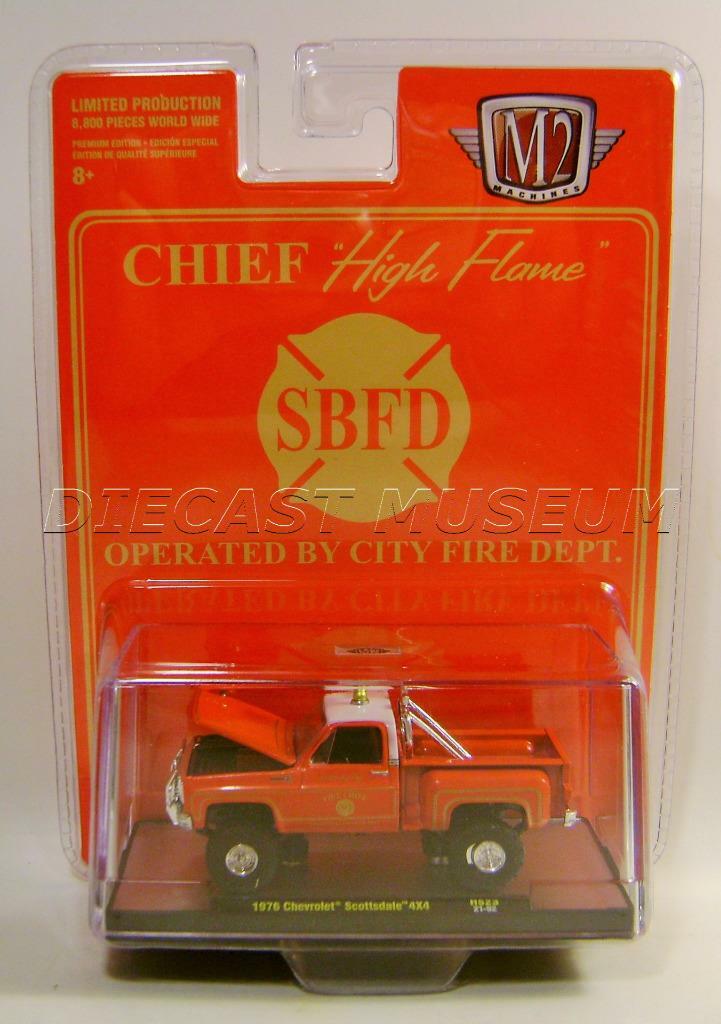 1976 ’76 CHEVY SCOTTSDALE HIGH FLAME HS23 SBFD FIRE TRUCK M2 MACHINES 2022
