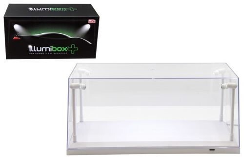 COLLECTIBLE DISPLAY CASE W/LED LIGHTS & WHITE BASE 1/24-1/18 BY ILLUMIBOX 14005