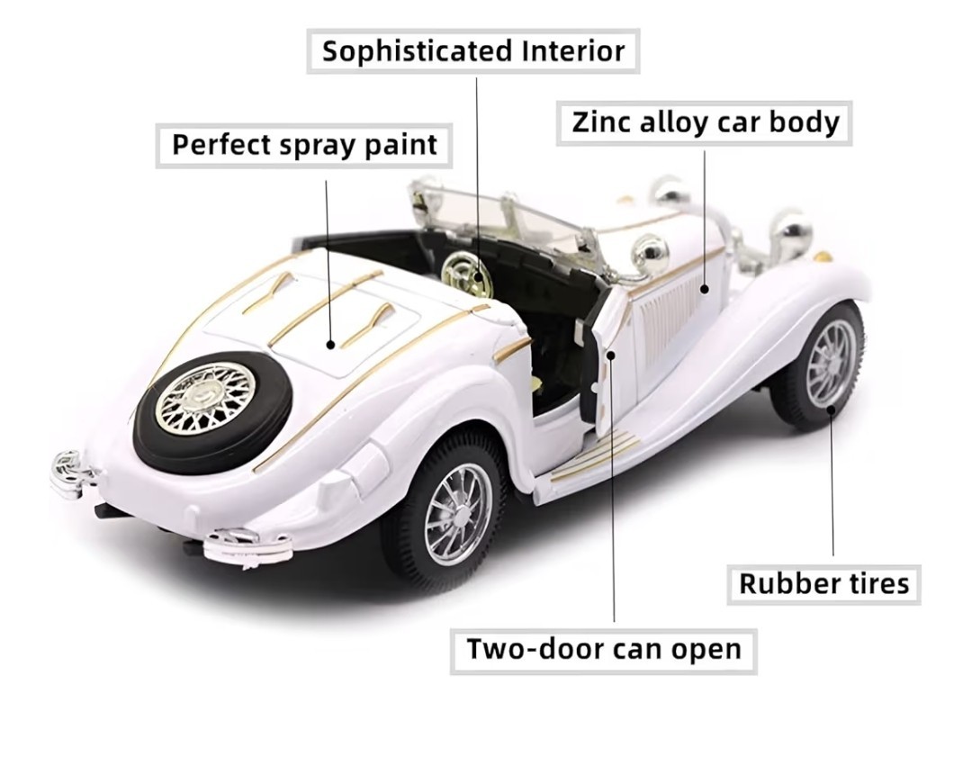 1936 Mercedes Benz 500K Inspired Alloy Car Model Diecast Classic