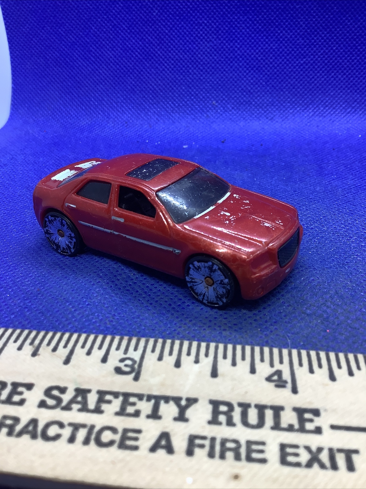 2005 Hot Wheels Chrysler 300c Hemi Red Orange White Malaysia Donk W/Chrome Rims