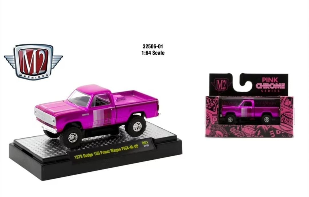 M2 MACHINES 1979 DODGE 150 POWER WAGON PINK CHROME SERIES