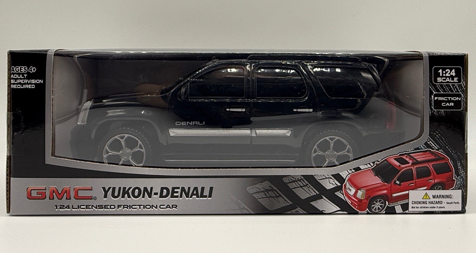 GMC Yukon Denali 1:24 Licensed Friction Car Black Diecast Model